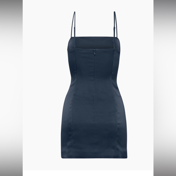 Aritzia Satin Dress Navy - Picture 2 of 10